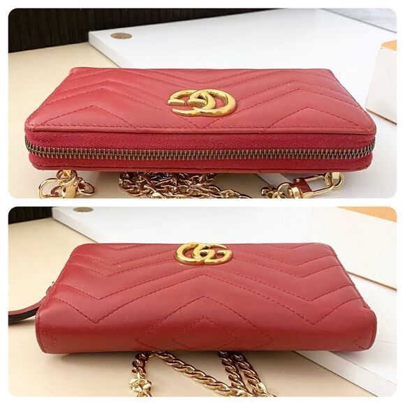 GUCCI GG Marmont Zip Around Wallet Crossbody 💼Red - Picture 11 of 16